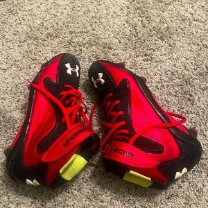 Red and Black Under Armour Football cleats!